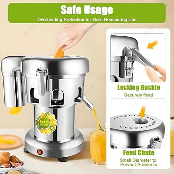 Commercial Juice Extractor, Heavy Duty Juicer, Aluminum Casting and Stainless Steel Constructed Centrifugal Juice Extractor, Juicing Both Fruit and Vegetable - Industrial Grade Juicer,B3000