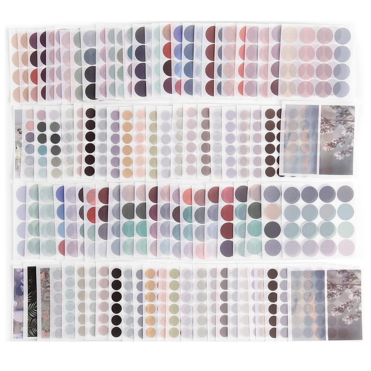 Rwedkd 100 Sheets Watercolour Polka Dot Stickers Journaling Accessories Scrapbooking DIY Colour Label Washi Sticker Stationery