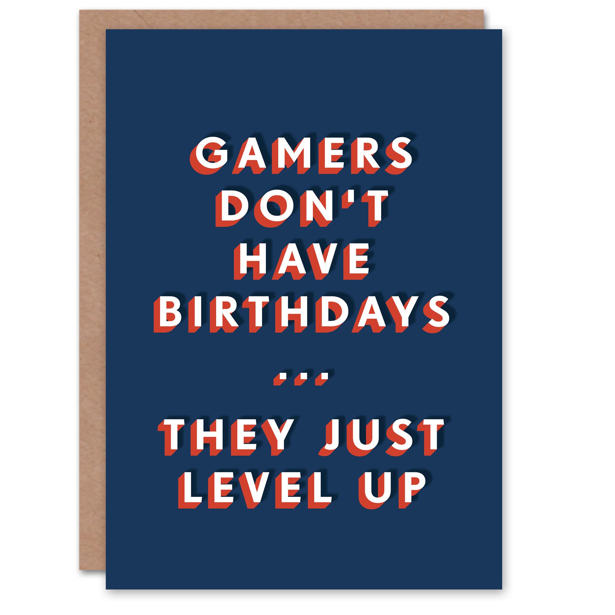 Artery8 Gamers Just Level Up Fun Bold Simple Modern For Him Birthday Card