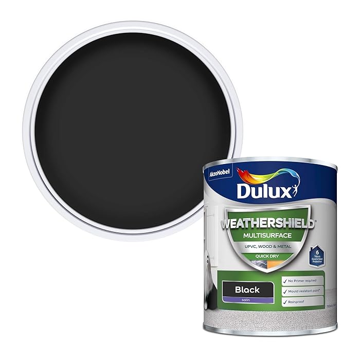 Buy Dulux Weathershield Quick Dry Multi Surface Paint. Satin Black