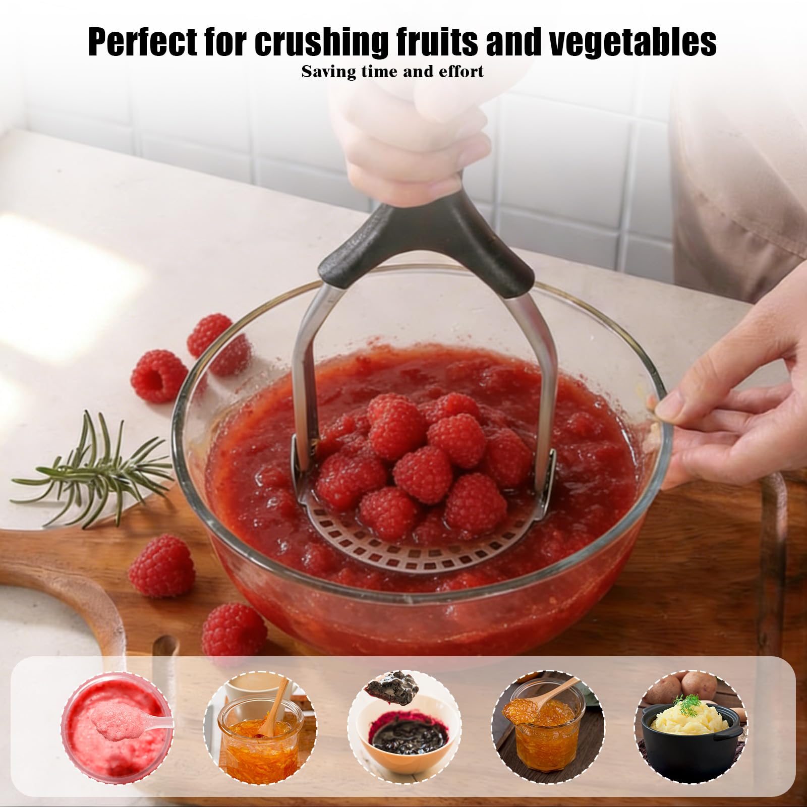3 Pcs Machacador de Patatas, Acero Inoxidable Aplastador Patatas Cocidas, Manual Pasapures, Pasa Pures Cocina, Potato Masher con Cortador Ondulado para Aguacate, Frijoles, Carne, Verduras