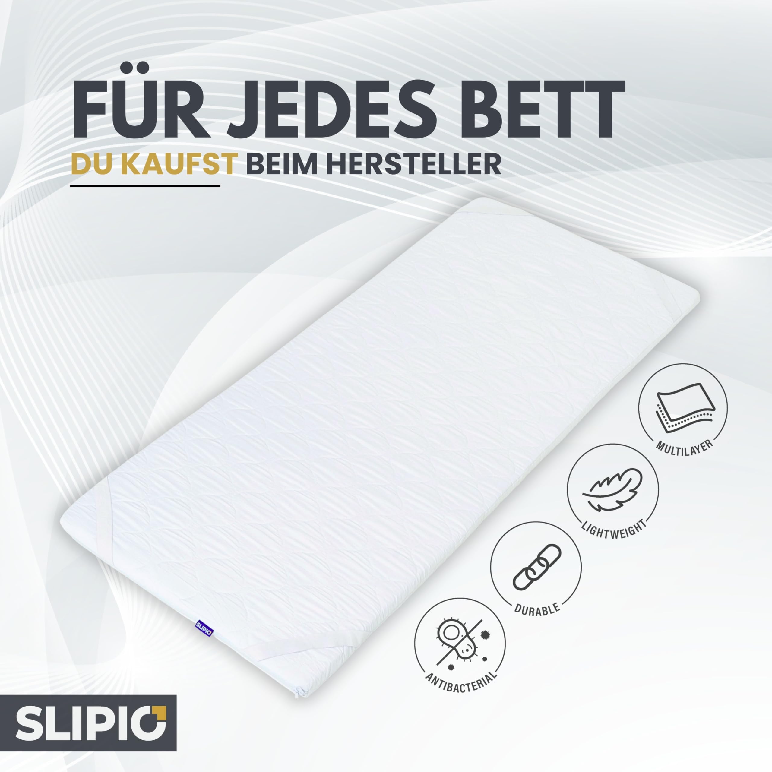 Surmatelas 140 x 180 cm - 6 cm de haut - Massage ergonomique profilé 5 zones - Adaptation optimale au corps - Housse respirante et lavable en machine - Surmatelas hypoallergénique