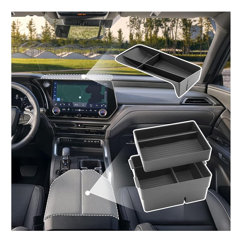 Organizador de Console Central e Painel SXCY para Lexus TX 2024–2026, com 2 Bandejas e Tapetes Antiderrapantes, Kit com 3 Peças