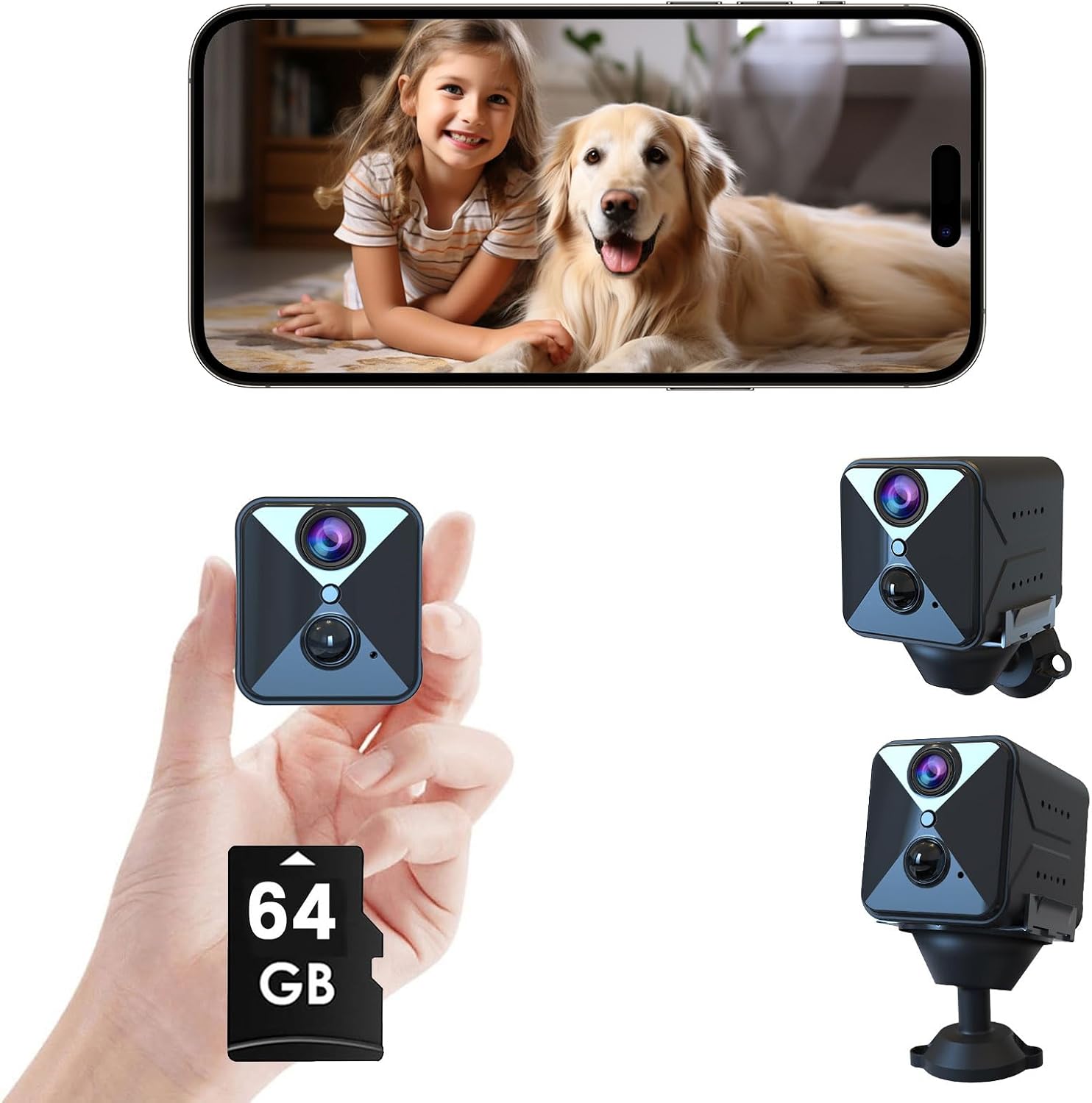 2026 Spy Camera with 64G SD Card,Upgraded 4K WiFi Mini Camera,Free Cloud & SD Storage,100 Days Standby Battery Life, Motion Detection,Pet Camera APP Control Nanny Cam for Home Surveillance
