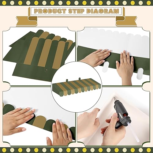 Miniatura 62 de Boao Paquete de 4 toldos de circo para decoración de toldo de cartón con rayas 3D, decoración de pared de carnaval, recuerdos de fiesta de circo