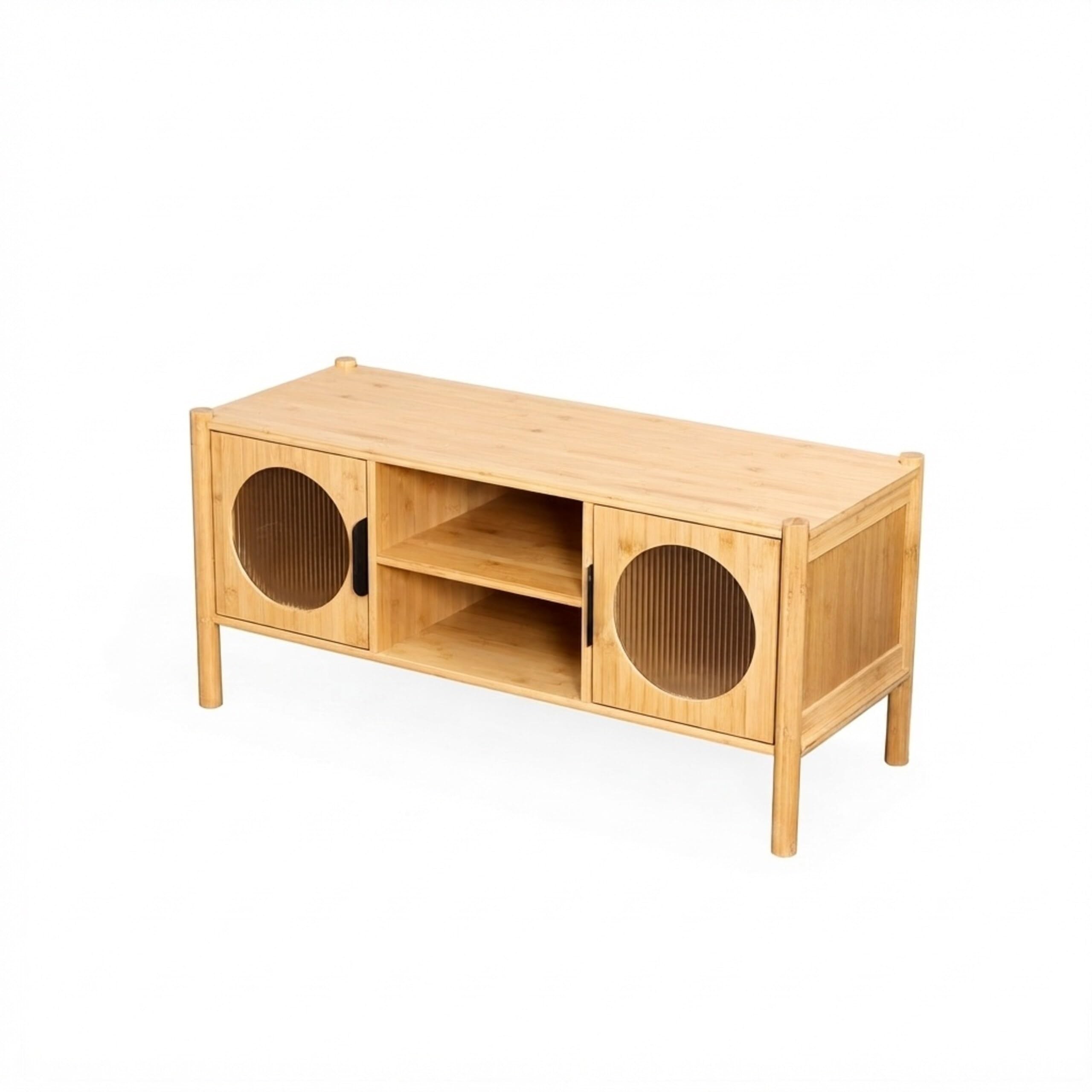 Mobile TV Relaxdays, con 2 ante, per TV fino a 43 pollici, legno, HLP: 48 x 103 x 40 cm, tavolino TV, naturale