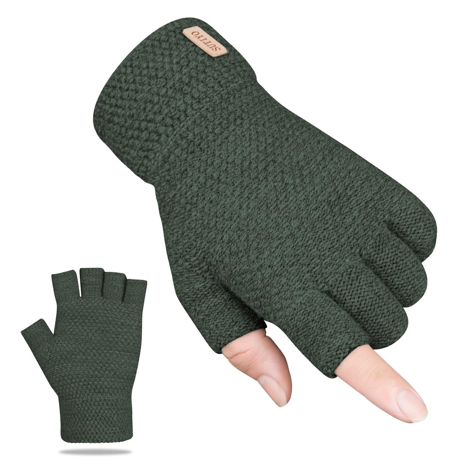 SUTIYO Guanti Senza Dita Caldi Guanti Invernali Termici in Maglia Elastici per Uomo e Donna da Sportivi Ciclismo Running Corsa Guida Lavoro