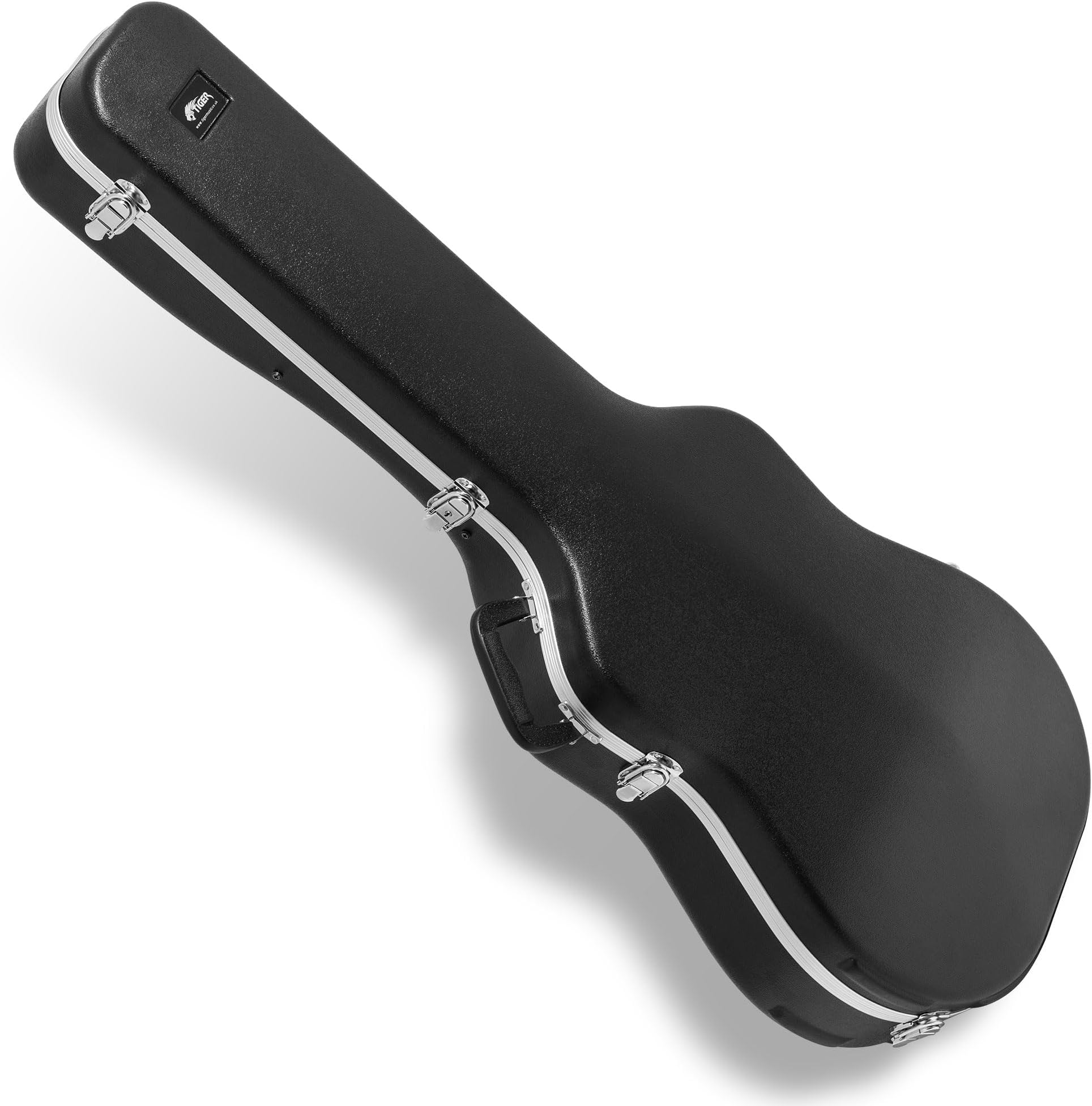 Tiger Acoustic Guitar Hard Case – ABS Shell, Plush Interior, Accessory Compartment, Locking Latches with Key Lock, Reinforced Handle, Weather-Resistant – Fits Most Acoustic Guitars – Black