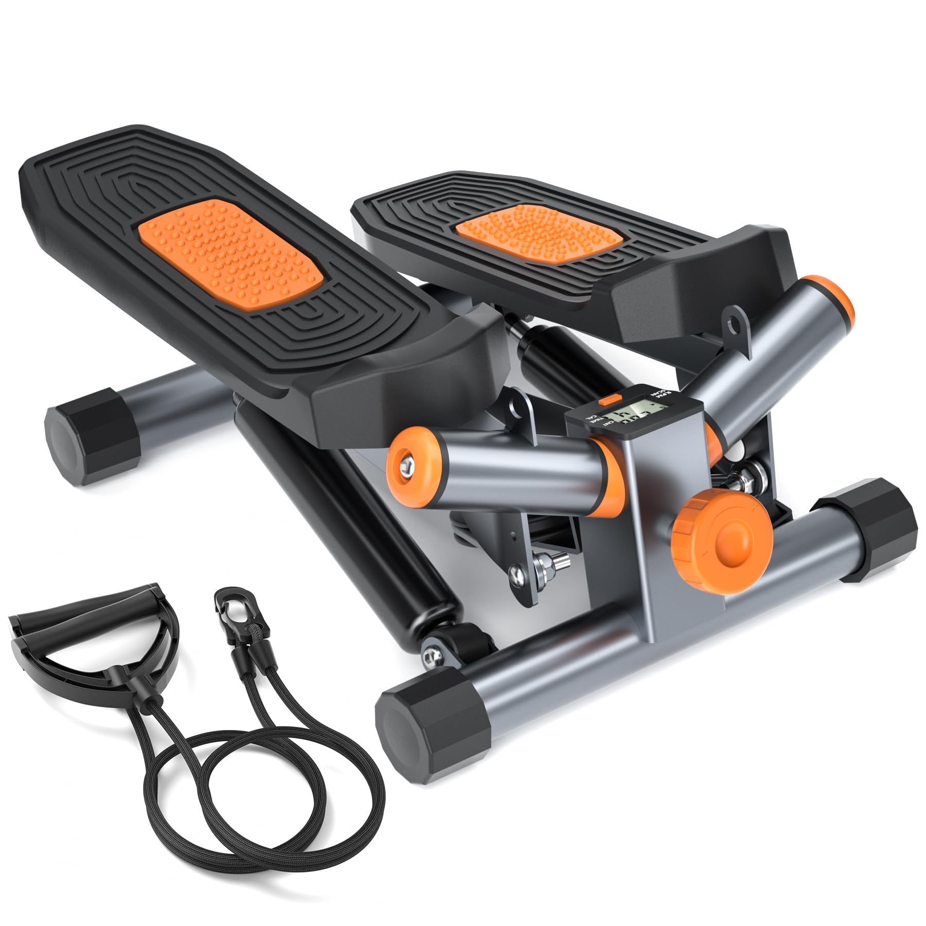 Steppers for Exercise at Home, Mini Stepper with Resistance Bands, Hydraulic Twist Stair Stepper with 350LBS Weight Capacity