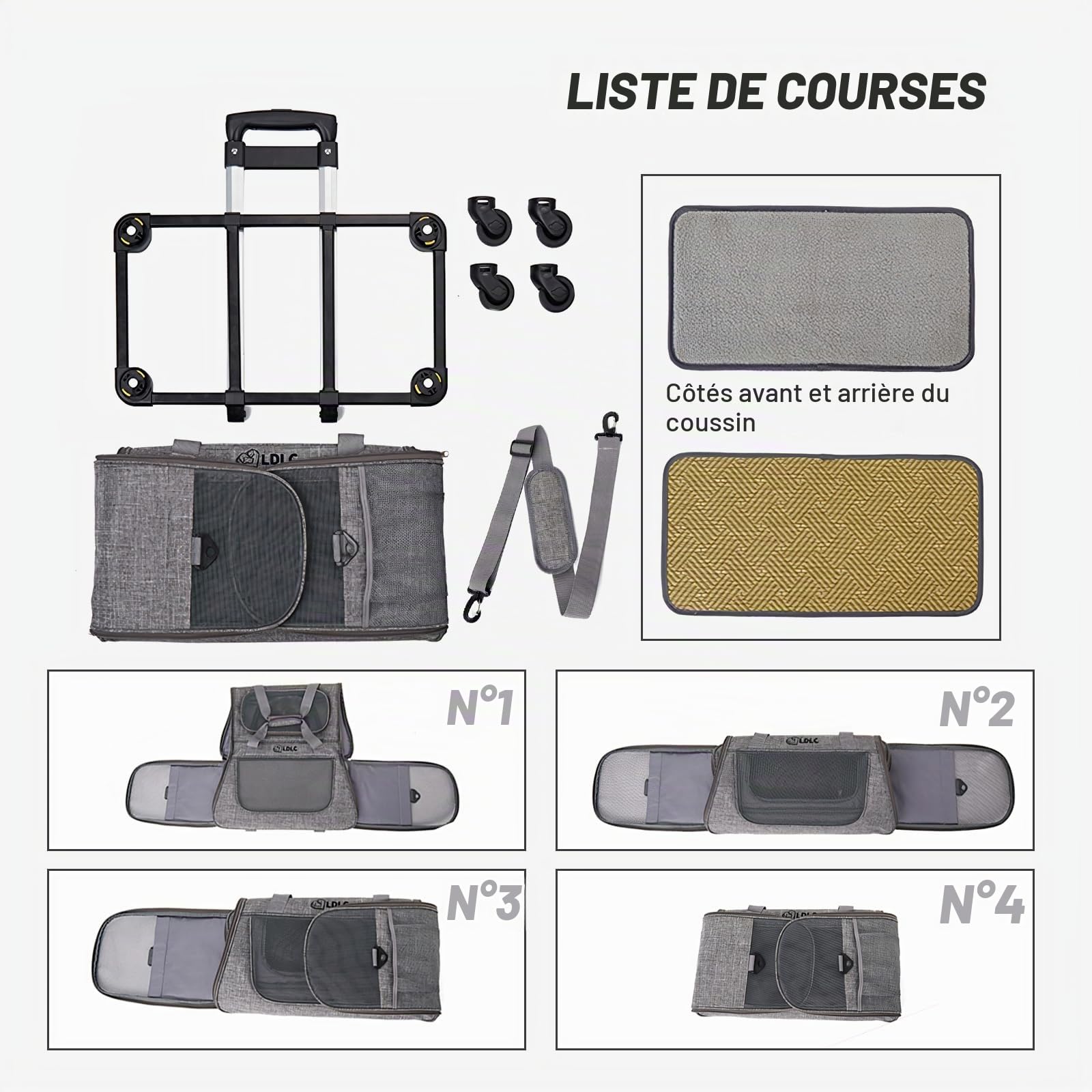 PETCUTE Sacs de Transport pour Chiens Chats,Caisse de Transport Chat Chien avec Poignée au Manche Télescopique et Roues Amovibles,Sac De Transport Chat avec Tapis en Laine,Bandoulière Réglable
