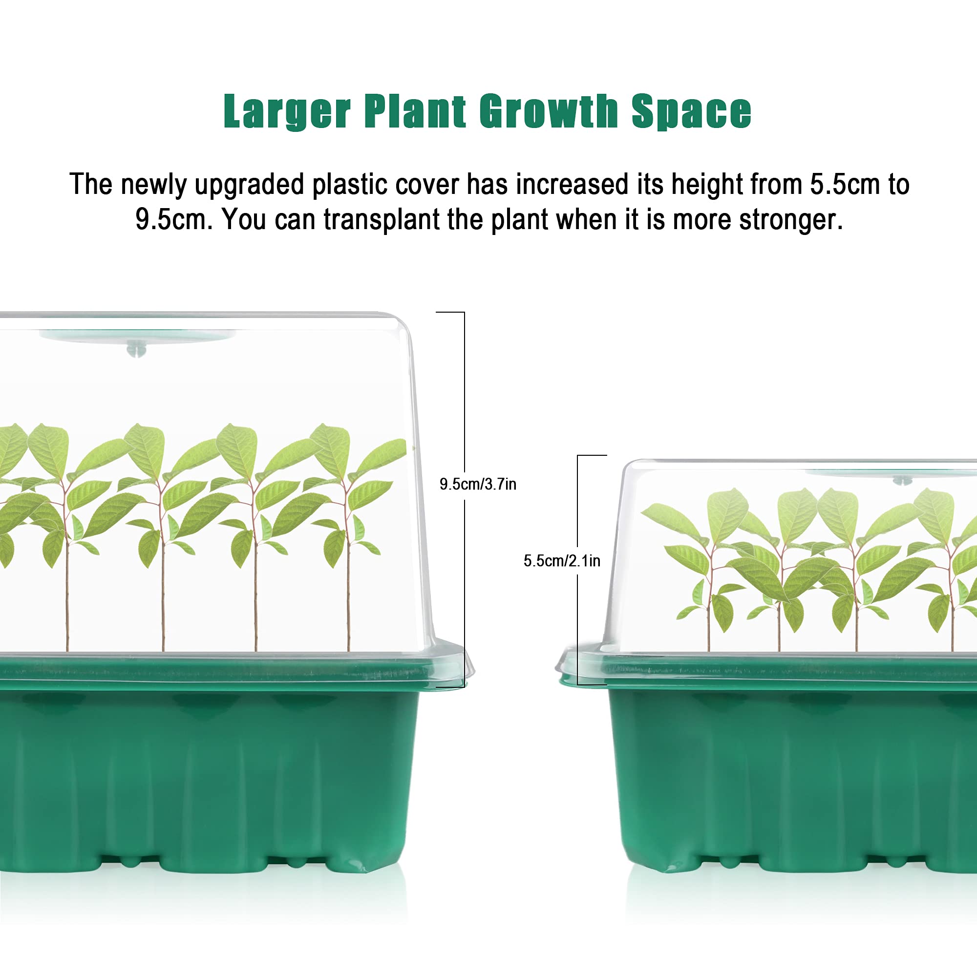 BTONGE 10 Pack 120 Cells NEW Seed Trays with Heightened Lids, Plant