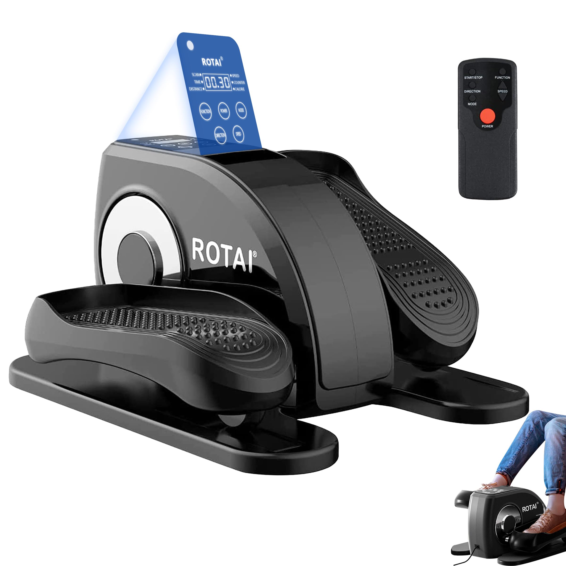 under desk elliptical machine for seniors rehab electric seated leg foot pedal exerciser bike, portable trainer for home & office with remote and lcd monitor