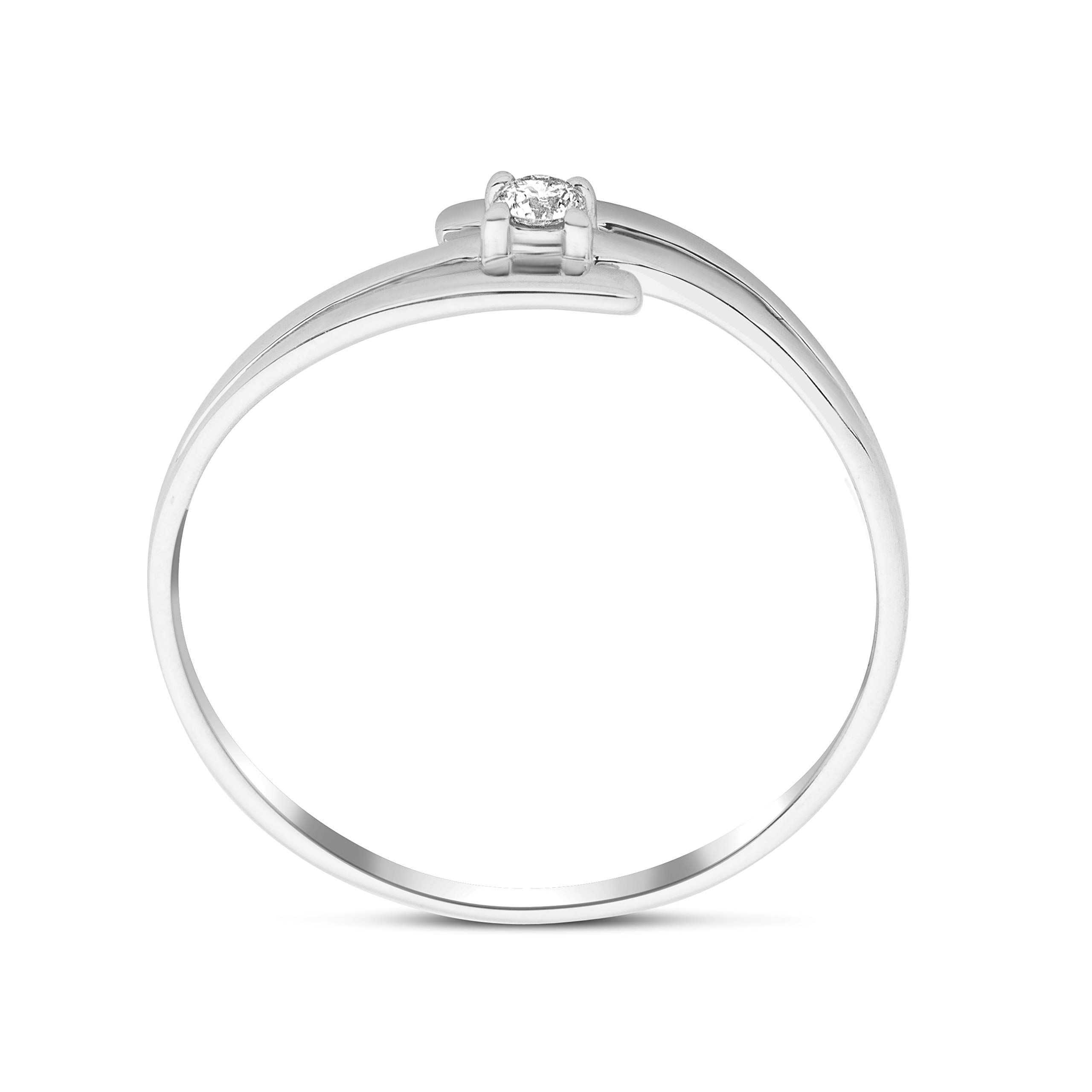 Miore Anillo solitario de diamante de compromiso para mujer, oro blanco de 9 quilates, oro 375, diamante brillante de 0,05 quilates
