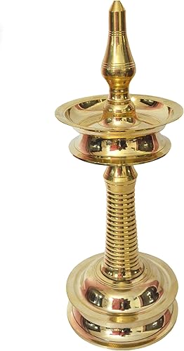 Miniatura 5 de TANGERINE Latón Nilavilakku  Kerala Diya  Lámpara de aceite de latón su Kerala (sur de la India) Latón tradicional Diya- Altura 12 pulgadas