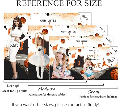 Miniatura 3 de Mocsicka Telón de fondo con tema de baloncesto para el primer cumpleaños para niño, Our Little Rookie is Turning One, decoraciones de fiesta,