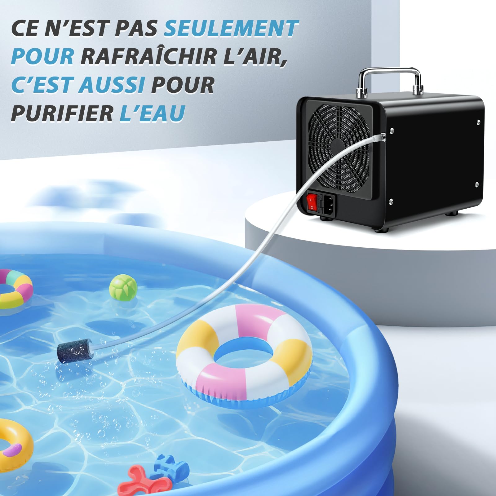 Générateur d'Ozone Intelligent, Générateur d'Ozone Numérique pour Eau et Air, 60000mg/h Purificateur d'Air à l'Ozone Éliminateur D'Odeurs avec Minuteur pour Salle de Bain, Cuisine, Animaux Domestiques