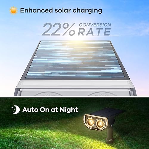 Miniatura 3 de Consciot Focos solares para exteriores, IP67, impermeables, 2 en 1, luces solares 2 en 1, 3000 K, luz blanca cálida, del atardecer al amanecer, para