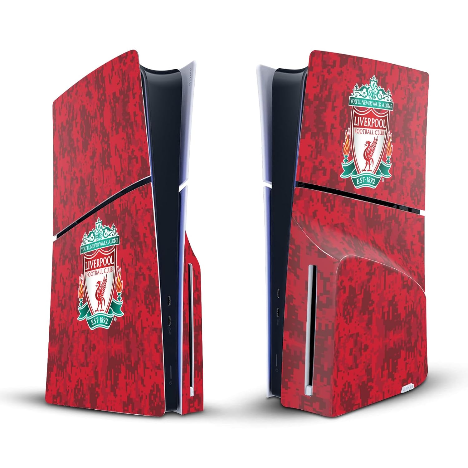 Head Case Designs Officially Licensed Liverpool Football Club Crest Red Camouflage Art Vinyl Sticker Gaming Skin Decal Cover Compatible With Sony PlayStation 5 PS5 Slim Disc Edition Console