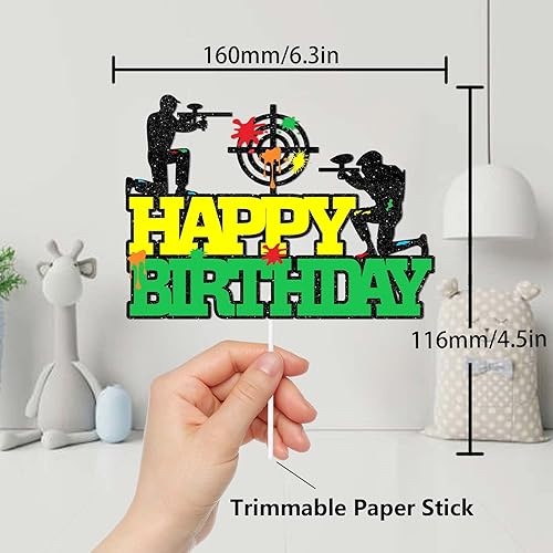 Miniatura 2 de Decoración de pastel de cumpleaños para fiestas, paintball, purpurina colorida, juego de disparos, suministros para cabina de fotos para niñas o