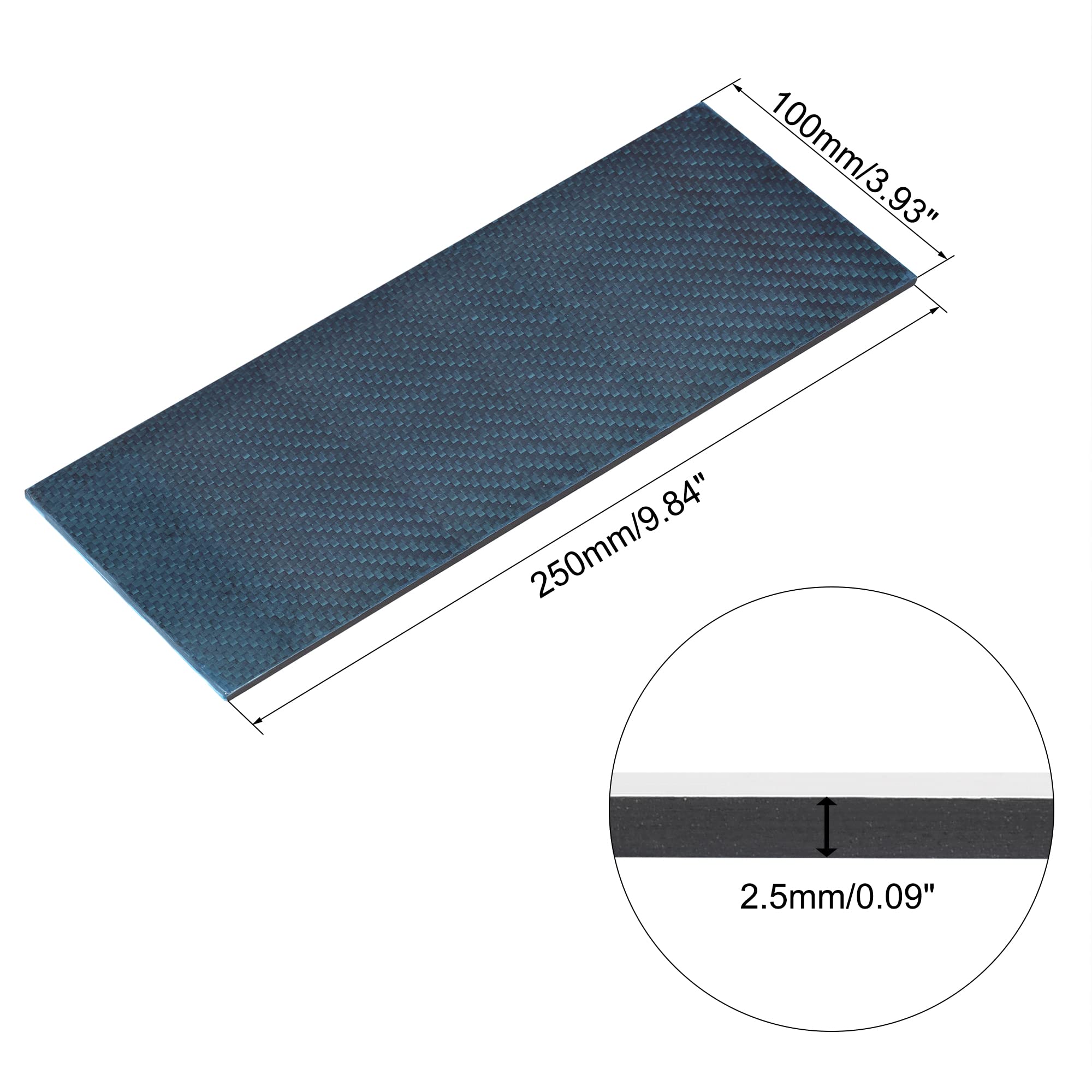 PATIKIL 250mm x 100mm x 2.5mm Carbonio Fibra Lastra Pannello Lenzuola (Tessuto Opaco)