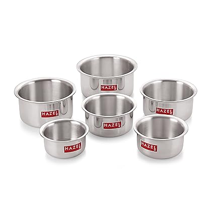 Hazel Aluminium Induction Base Patila Tope, Set of 5, Silver