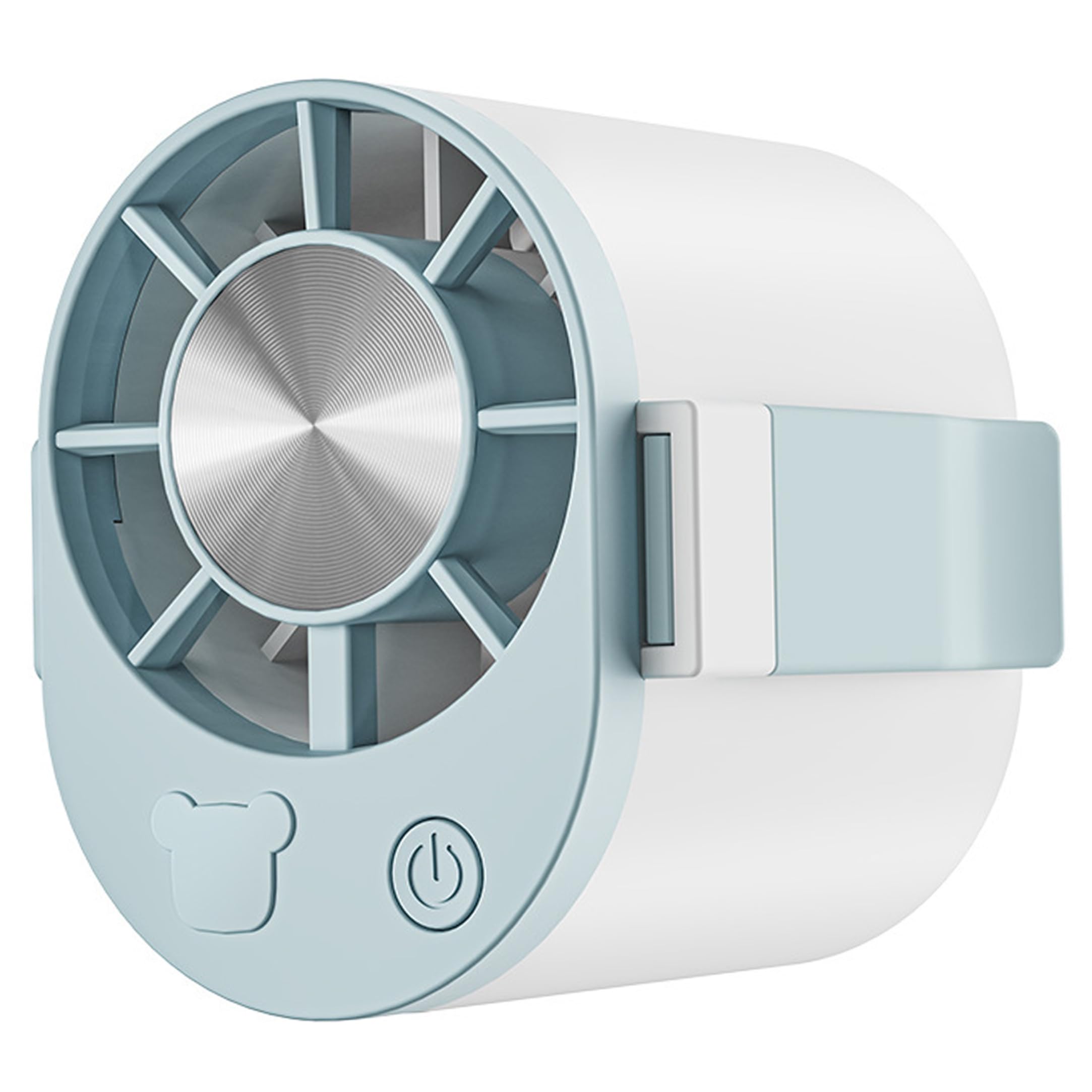 Ginwrek Desk Fan Electric Fan, Rechargeable Clip, Portable Belt & Desk Fans- 4 Usage Modes, Gray-blue, 1000mah