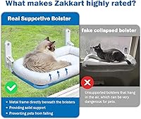 Vista 2 de Zakkart Hamaca plegable para gatos para ventana, sin cable, cama integrada lavable a máquina, marco de metal resistente, percha de ventana