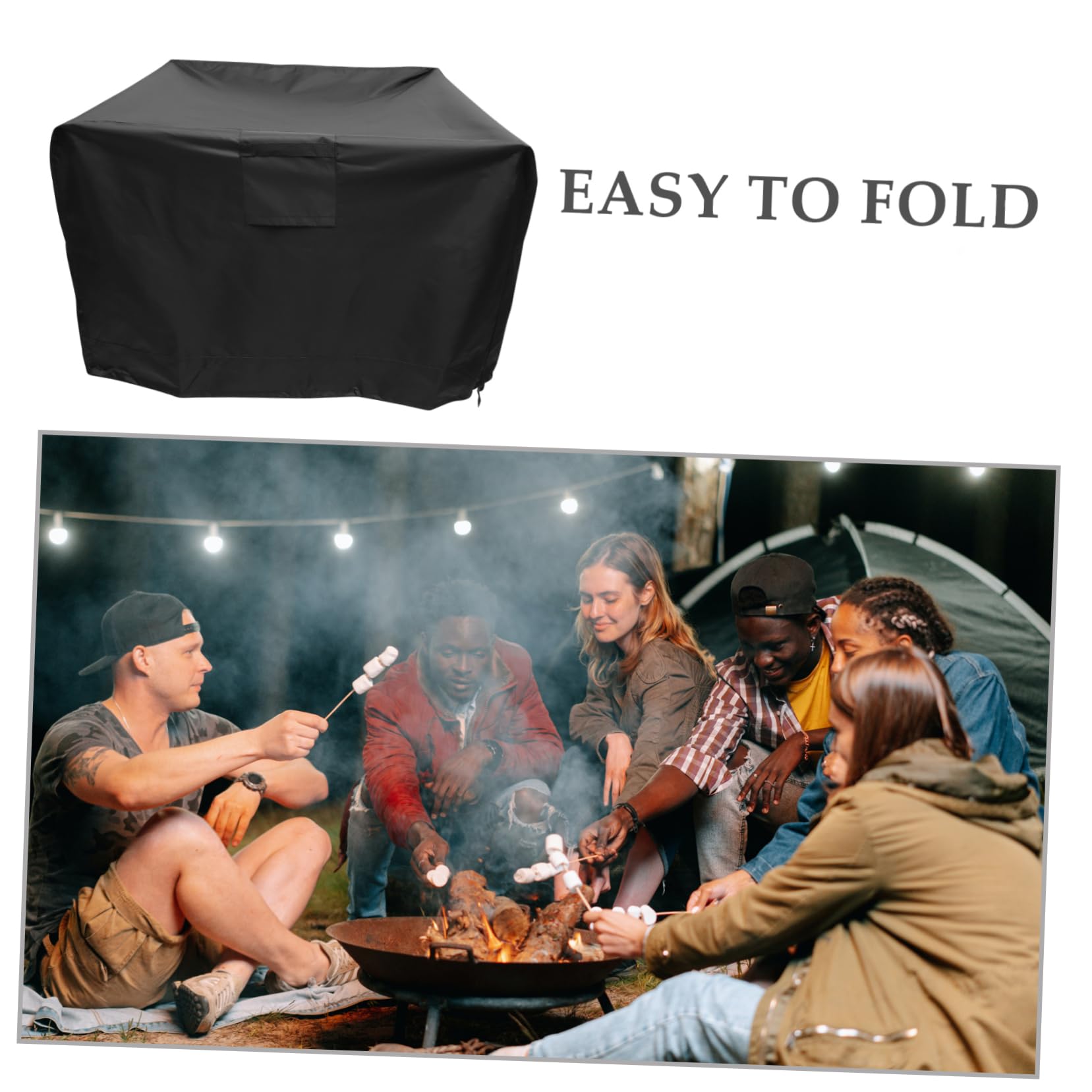 PartyKindom Copertura per Barbecue Tondo Oxford 420d Nero, Resistente e Protezione Contro Foglie per Uso Esterno
