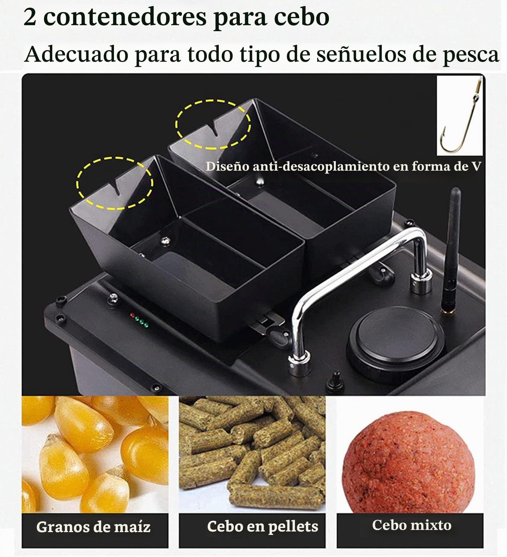 Barco Cebador Pesca con Control Remoto GPS, Barco de Cebo de Pesca Inteligentes, Barco Cebador Carpfishing Impermeable con 2 Contenedores de Cebo y Batería de 12000mAh, Utilice 5-6 Horas