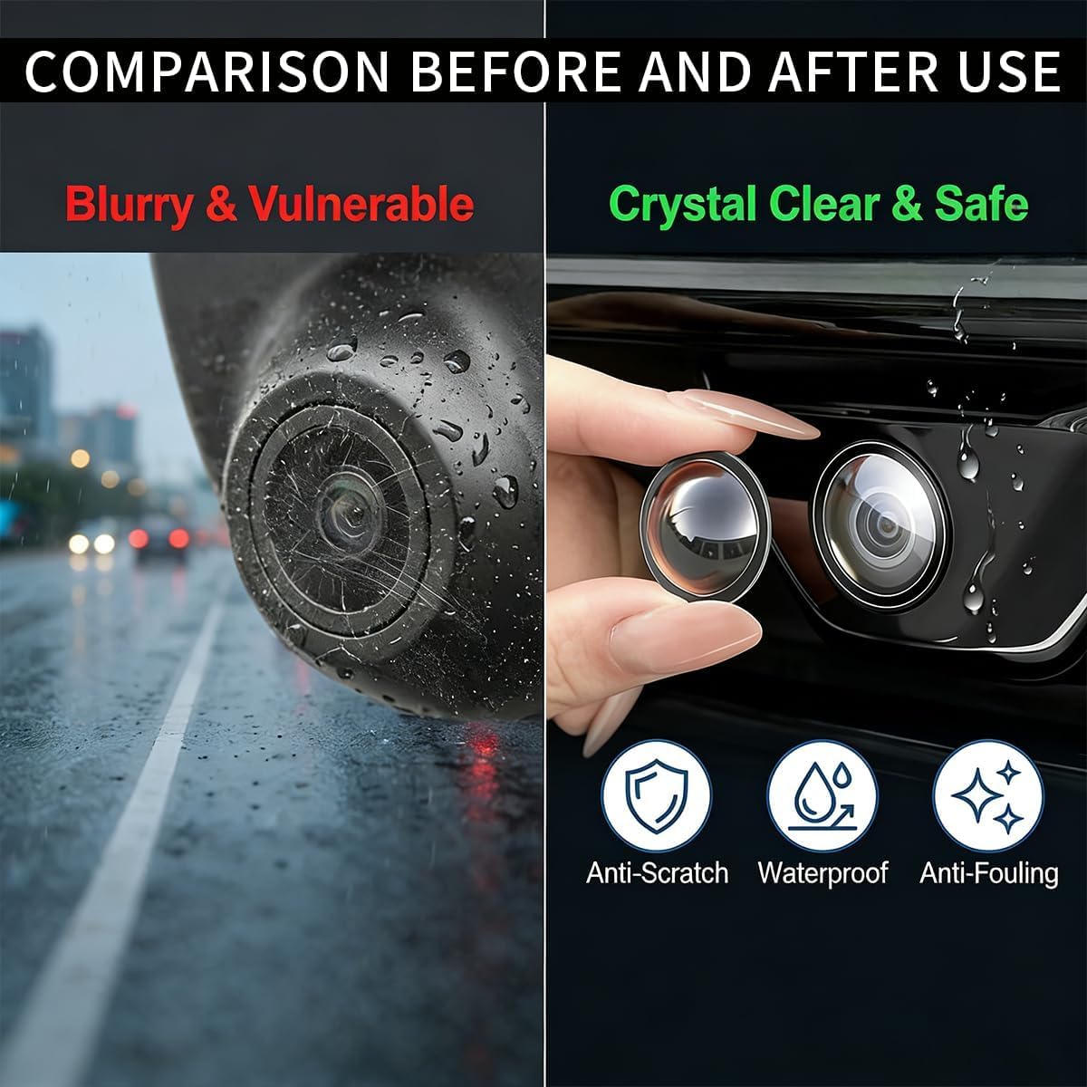 Backup Camera Rain Shield, Car Camera Lens Protector — Clear, Weatherproof, Anti-Glar, 2PCS Car Backup Camera Protective Sticker, Anti-Rain Car Reversing Cameras Protection (2 pc) — view 7