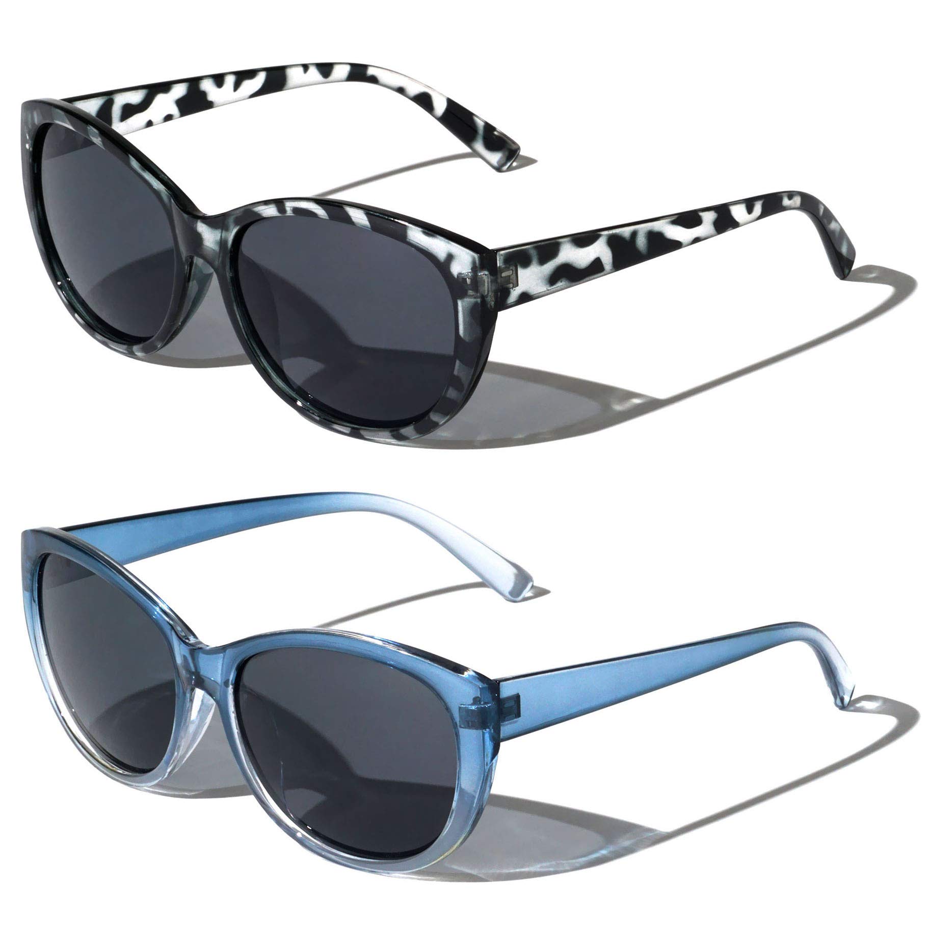 V.W.E. 2 Pairs Women Outdoor Reading Sunglasses Oversized Full Lens Readers Leopard