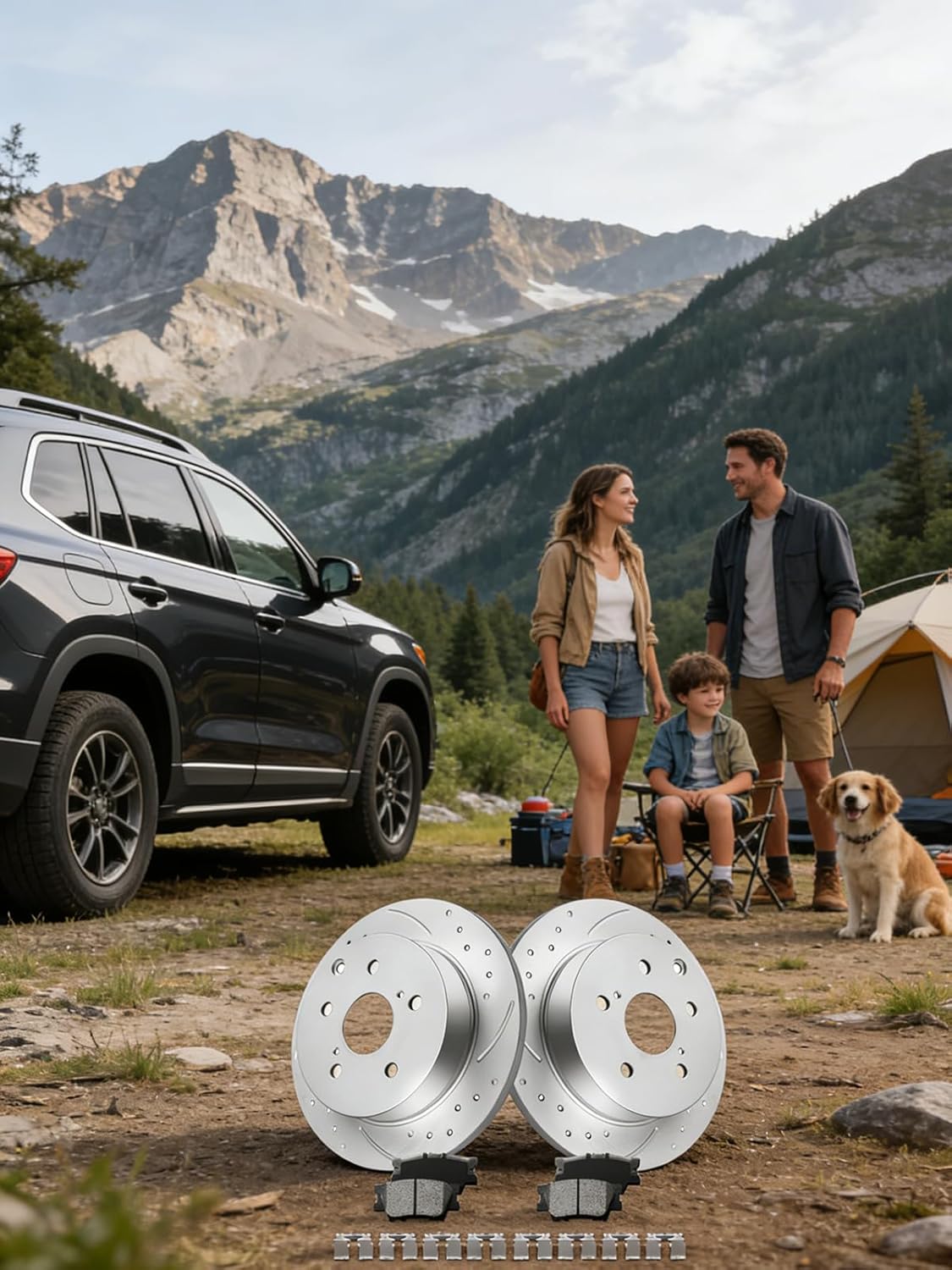 MOTOREVO Rear Geomet Brake Rotors Kit Compatible with RAV4 [2006-2018, 281mm11.1in] Automotive Replacement Back Discs and Ceramic Brake Pads 2007 2008 2009 2010 2011 2012 2013 2014 2015 2016 2017