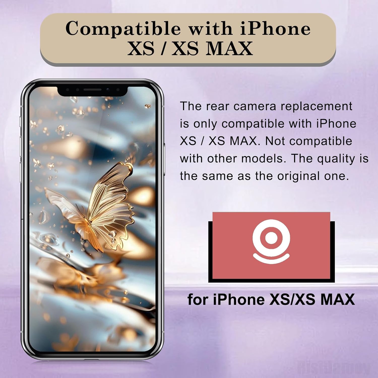 for iPhone Xs/Xs Max OEM Main Back Rear 12MP Camera Replacement Dual Optical Image Stabilization Smart HDR for Photos Metal Case Flex Cable Connector Repair A1921 A2101 A2102 A2103 A2104