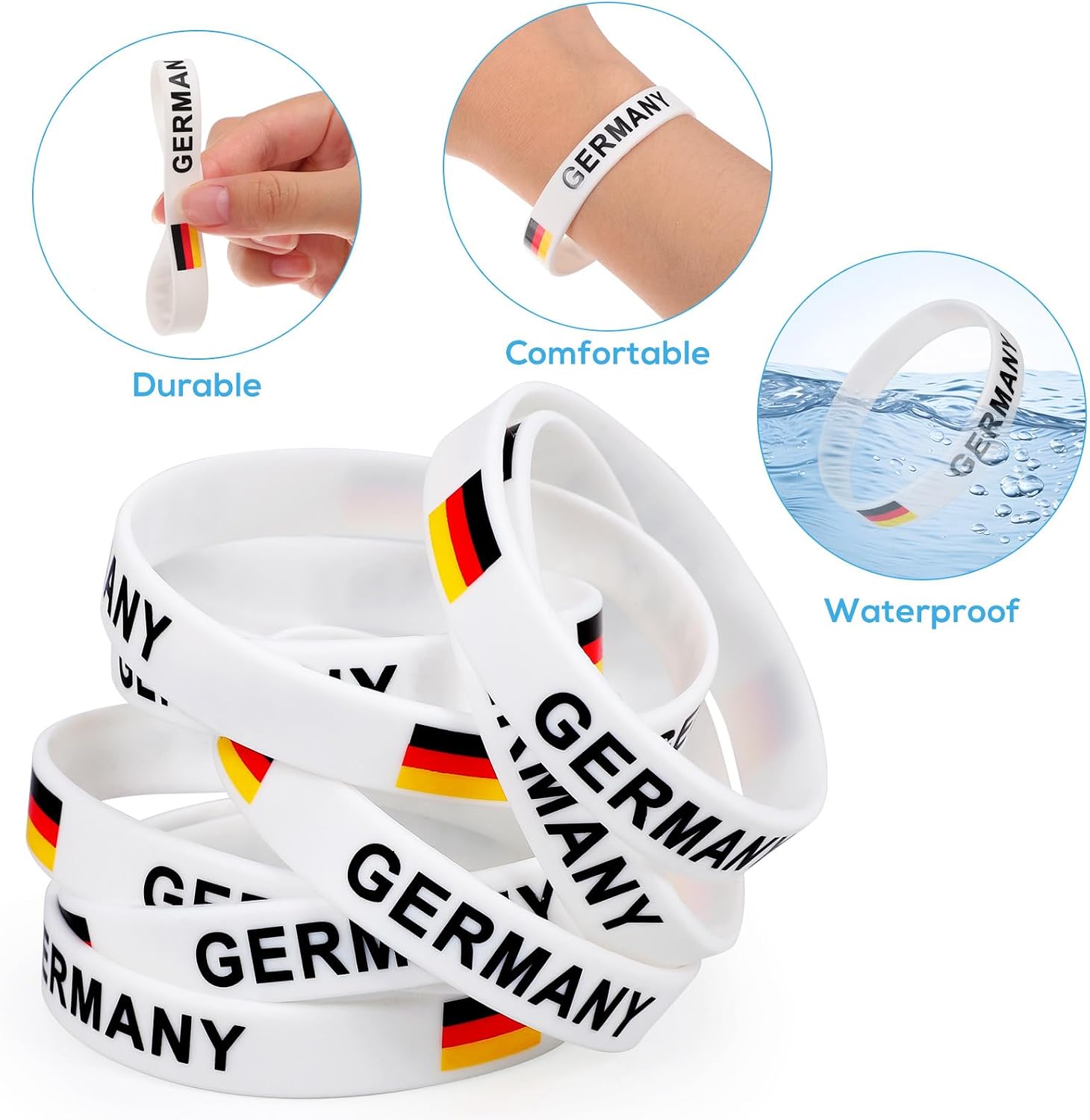 EXCEART Germany Flag Printed Silicone Wristband for Sports Fans Comfortable One Size Fits Most Ideal for Football Matches and International Games