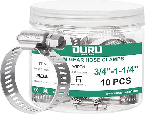 Miniatura 20 de Juego de 24 abrazaderas de manguera de acero inoxidable ajustables de 1/2"– 3/4" (13-19mm) con engranaje sinfín, abrazaderas de manguera de metal