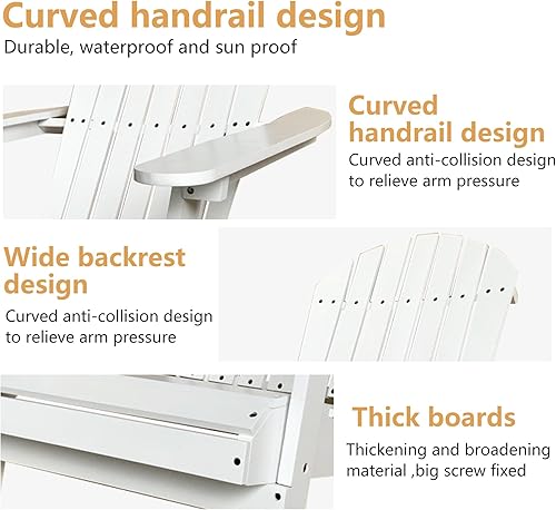 Miniatura 7 de PayLessHere Sillas Adirondack resistentes a la intemperie con madera de pino texturizada para patio, césped, jardín, terraza, piscina, playa, hoguera