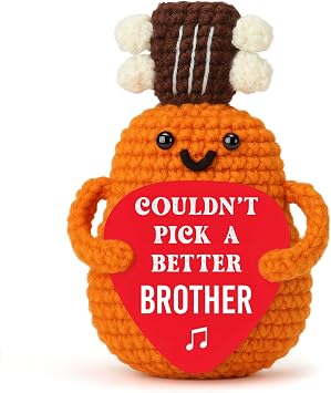 Handmade Crochet Guitar Gift for Brother Birthday, Unique Funny Music Lover Keepsake, Collectible Mini Guitarist Present for Men, Thoughtful Graduation from Sibling