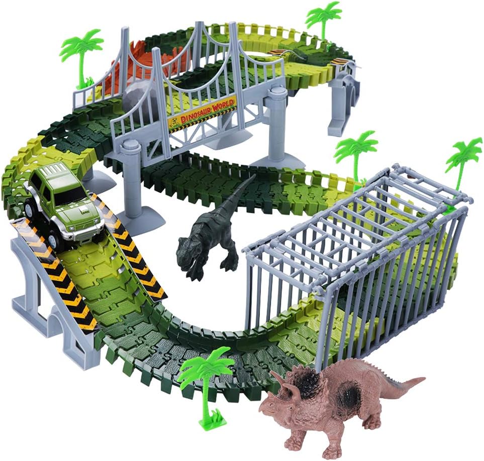 Toys for 3-8 Year Old Boys, WIKI Dinosaur Toys for Boys Age 3-8 Race Car Track for Kids Toddlers Birthday Gifts for 3-12 Year Old Boys Girls WKUKGD01