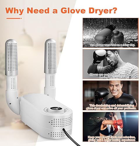 Miniatura 4 de Secador de guantes de boxeo con temporizador inteligente, guantes de perforación de temperatura constante para niños y adultos elimina eficazmente