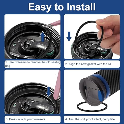 Miniatura 4 de Juego de 6 juntas de tapa de goma de repuesto compatibles con 16 y 20 onzas Contigo Snapseal Byron Travel Cups Ring a prueba de fugas, tapa de