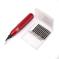 Vista 6 de AFA Tooling - Herramienta de desbarbado con 11 cuchillas HSS M2 - Mango de aluminio micropulido y anodizado con agarre moleteado de diamante - Ideal