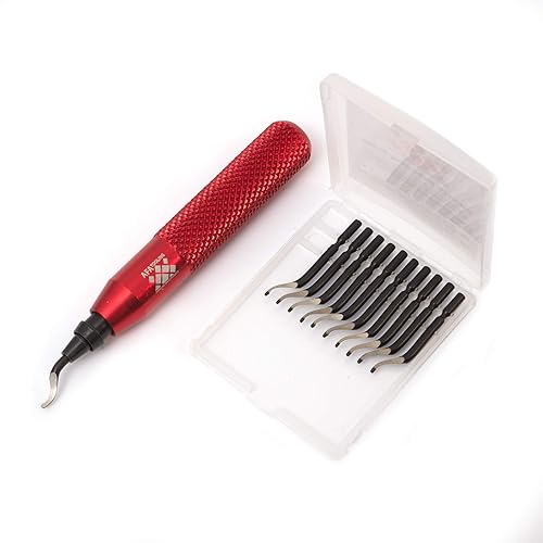 Miniatura 6 de AFA Tooling - Herramienta de desbarbado con 11 cuchillas HSS M2 - Mango de aluminio micropulido y anodizado con agarre moleteado de diamante - Ideal