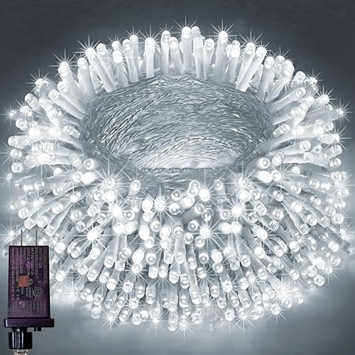 Miniatura 7 de Guirnalda de luces impermeables para exteriores, tira de luces enchufables con 8 modos de temporizador, 410 pies, 1200 luces LED parpadeantes para
