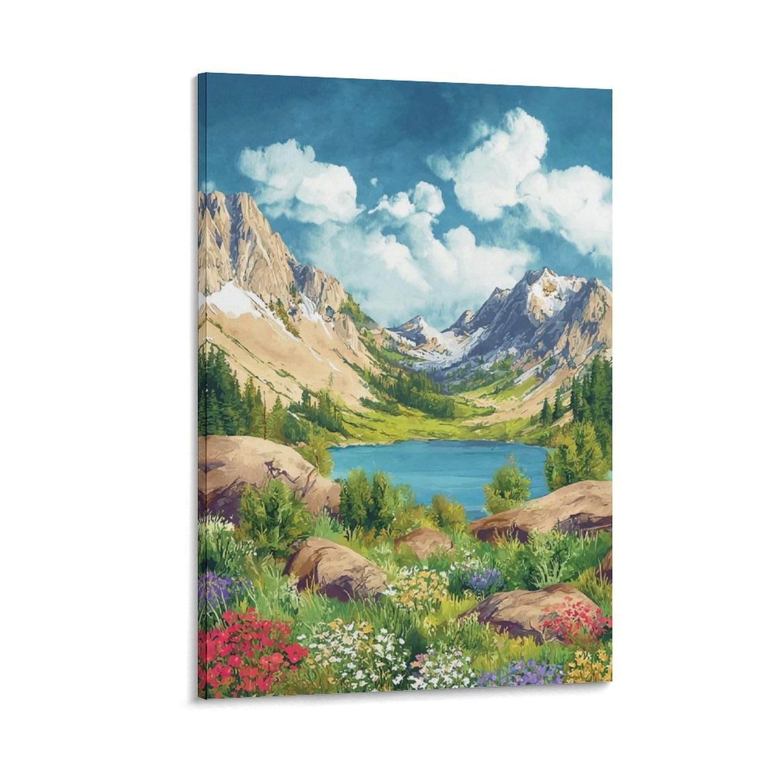 Lamoille Canyon Poster 20x30inch(50x75cm) Vintage Watercolor Canvas Art