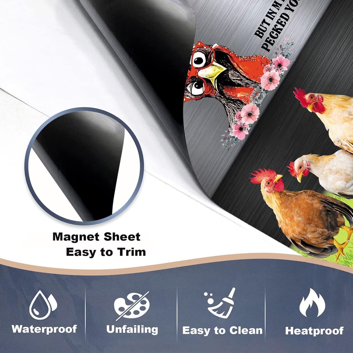 Chicken Dishwasher Magnetic Decoration Farmhouse Magnet Cover - I May Look Clam But In My Head I've Pecked You 3 Times,Rooster Dishwasher Covers for The Front Door,Farm Funny Sticker 23"x26"