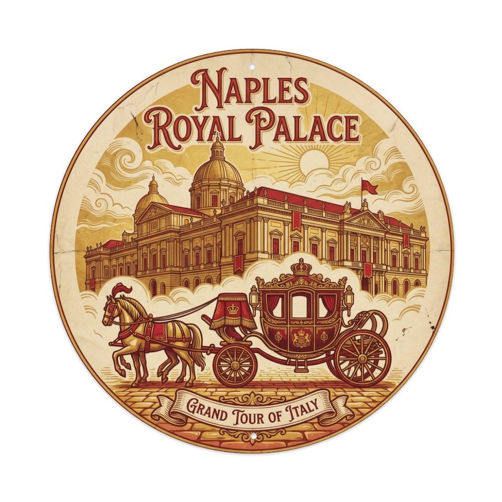 Naples Royal Palace Carriage Heritage City Travel Metal Tin Sign