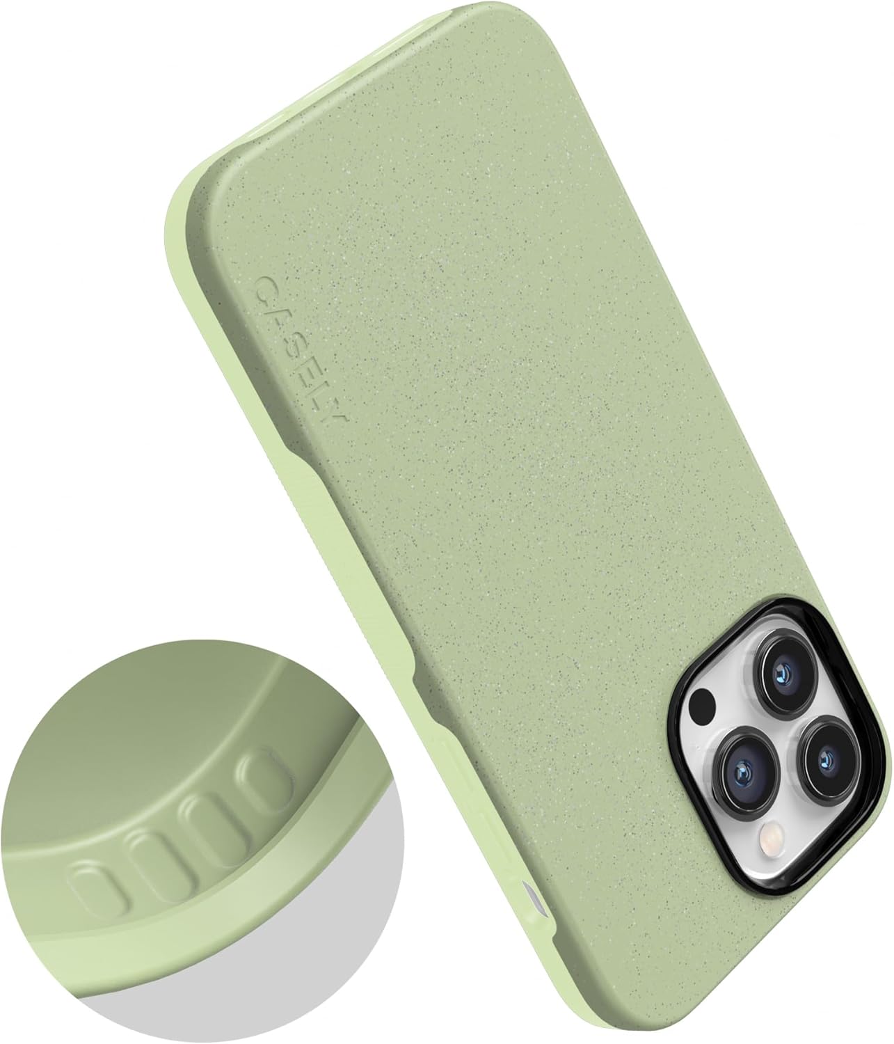 Casely iPhone 14 Pro Max Case | Kiwi Kiss | Matcha Green Shimmer | Bold Protective Design | Compatible with MagSafe