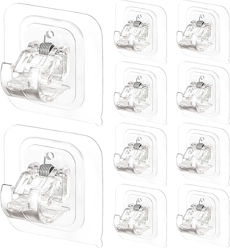 Miniatura 30 de Codoule 2 soportes para barra de cortina sin taladrar sin taladrar autoadhesivos, ganchos para barra de cortina, ganchos ajustables sin clavos, 2