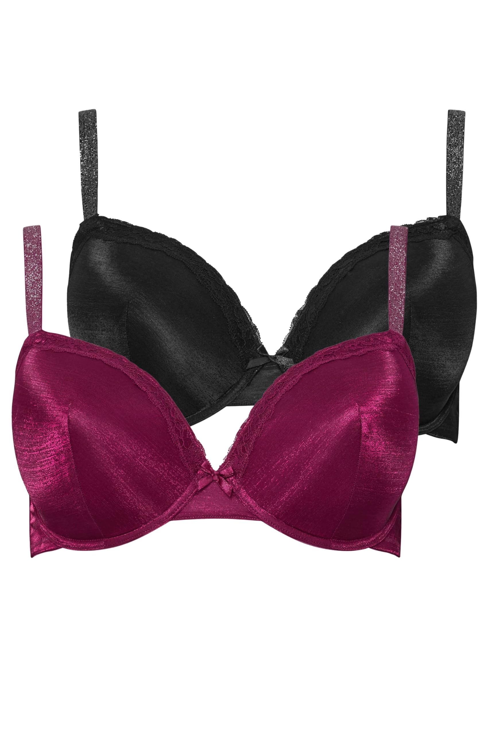 Yours 2 Pack & Black Underwi T-Shirt Bras - Women's - Plus Size Curve