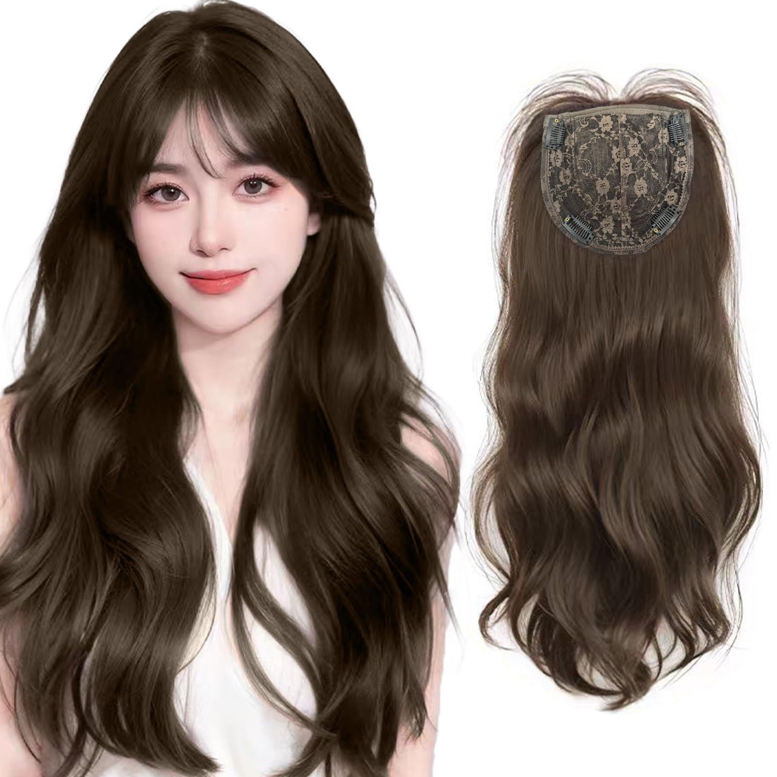 Amazon.co.jp: Yokosen フルウィッグ ヘアピース 頭頂部 部分ウィッグ